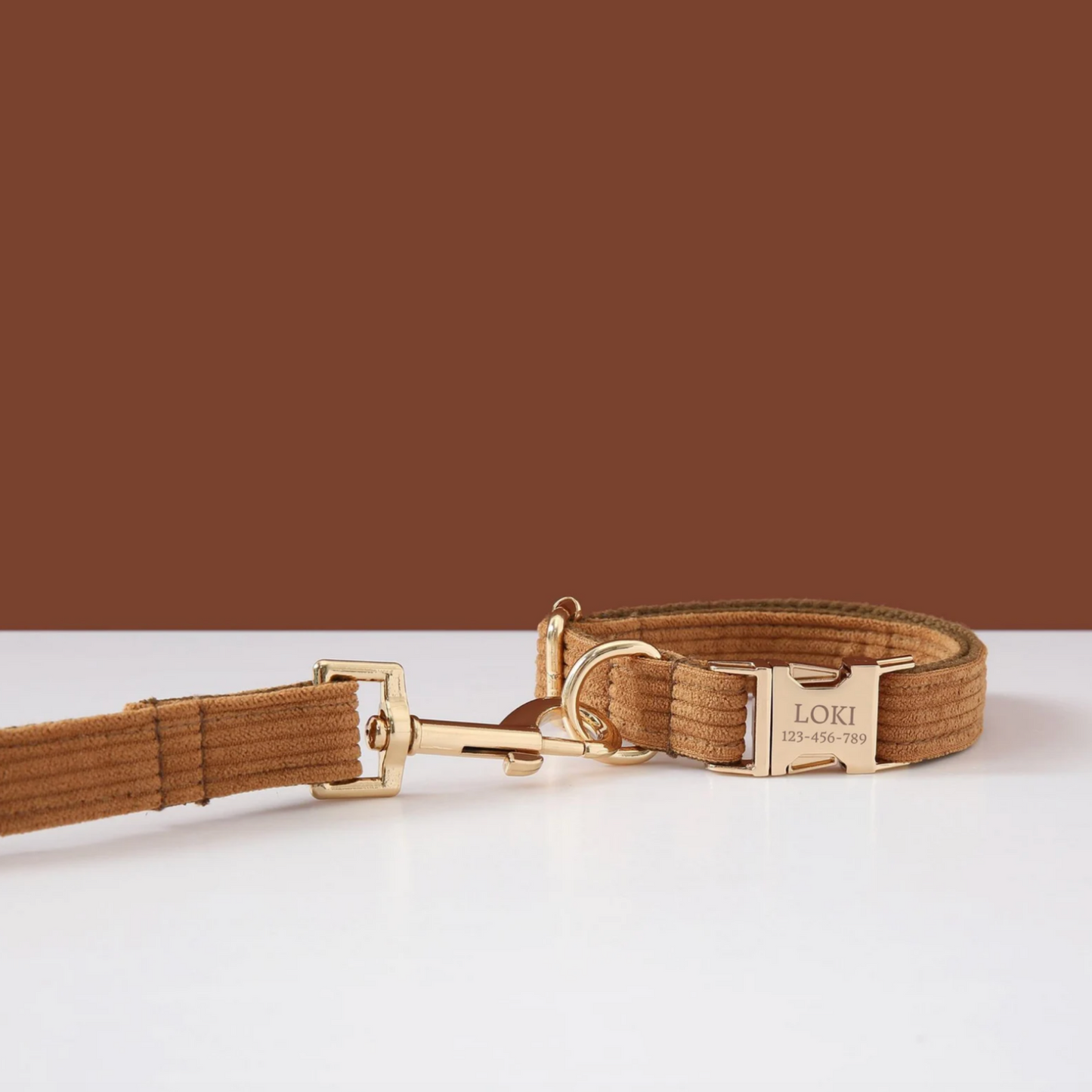 Pack Collier + Laisse en Velours Côtelé