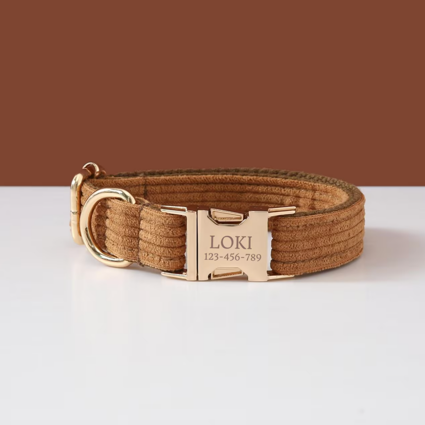 Collier Chien Personnalisé Velours Côtelé